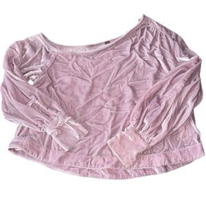 Free people Velvet Top shirt off the shoulder cropped soft crushed NEW XS